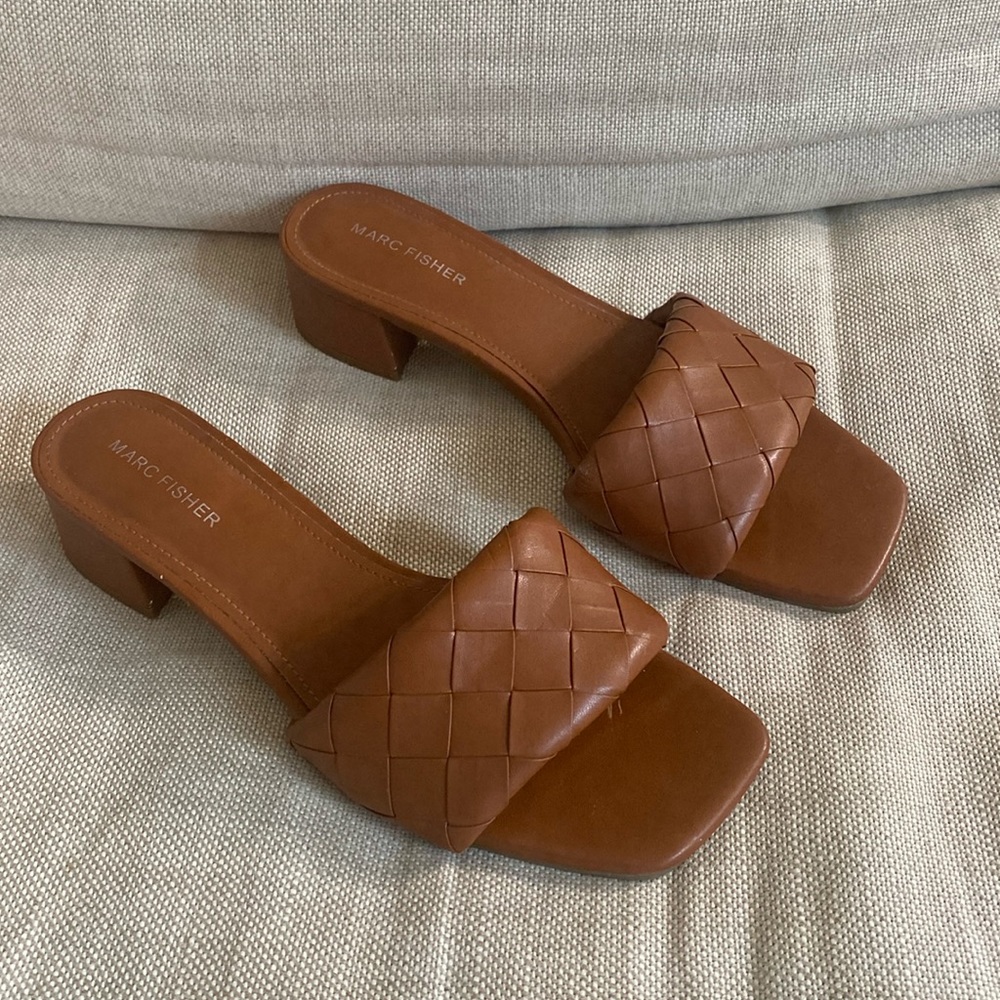 Marc Fisher Casara Woven Block Heel Slide Sandal